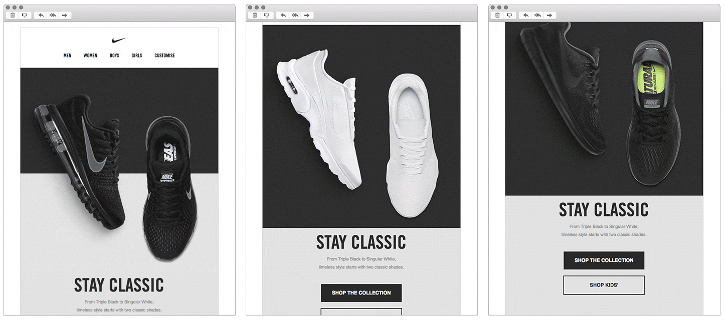 Nike. Our top email design pick for July